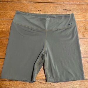 Nike olive women's high-waisted biker shorts